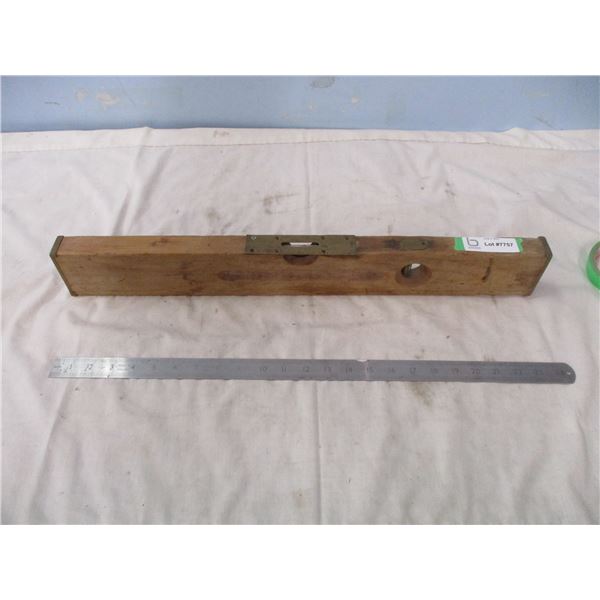 Wooden 24" Stanley Level with Brass Ends