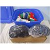 Image 1 : Rubber Tub and Box of New Ballcaps