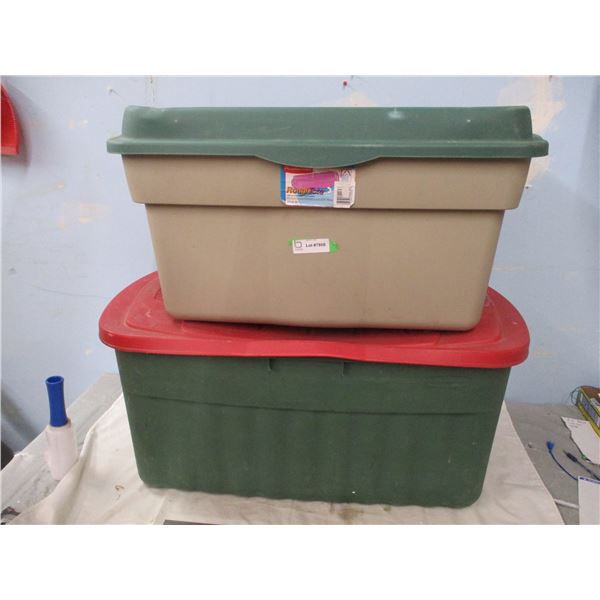 (2X THE MONEY) Pair of Large Plastic Tubs with Lids