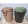 Image 1 : (2X THE MONEY) Pair of Plastic Garbage Cans with Lids