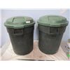 Image 1 : (2X THE MONEY) Pair of Plastic Garbage Cans with Lids