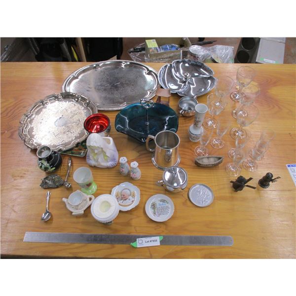 Silver Plate Items, Ornaments, Plus Misc