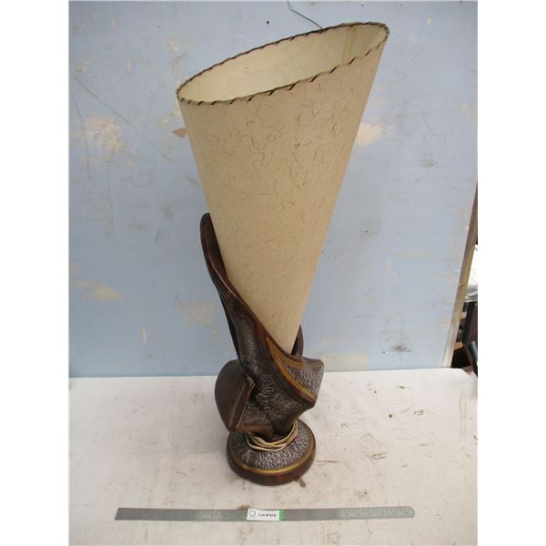 Sculpted Ceramic Lamp (Looks Wooden) 23  Without Shade, 37  With Shade