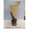 Image 1 : Sculpted Ceramic Lamp (Looks Wooden) 23" Without Shade, 37" With Shade