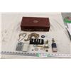 Image 1 : Gents Box and Contents Jewelry, Bottle Openers, Tokens Coins, Etc