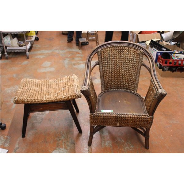 2 Wooden (Wicker?) Chairs