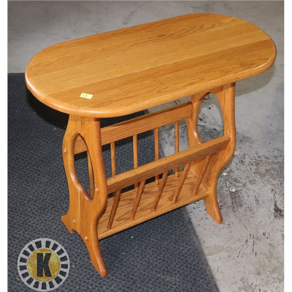 WOOD END TABLE WITH MAGAZINE/ NEWSPAPER STORAGE
