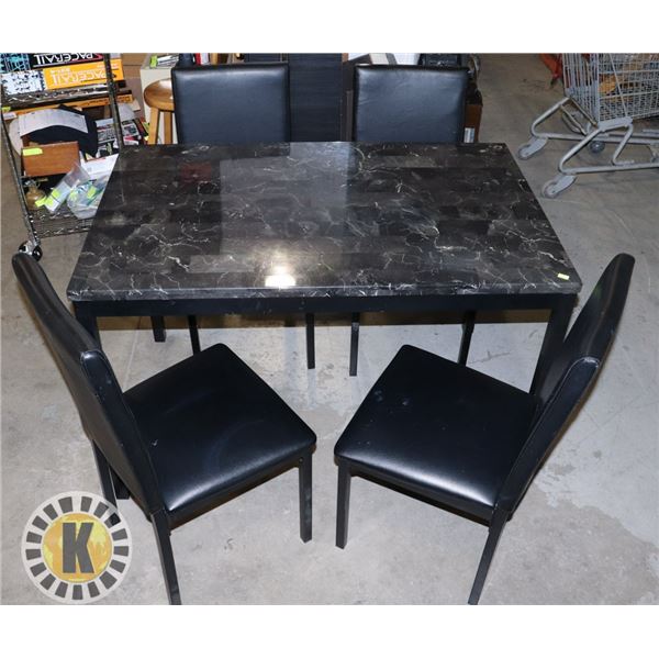 ESTATE FAUX MARBLE TOP TABLE WITH FOUR CHAIRS