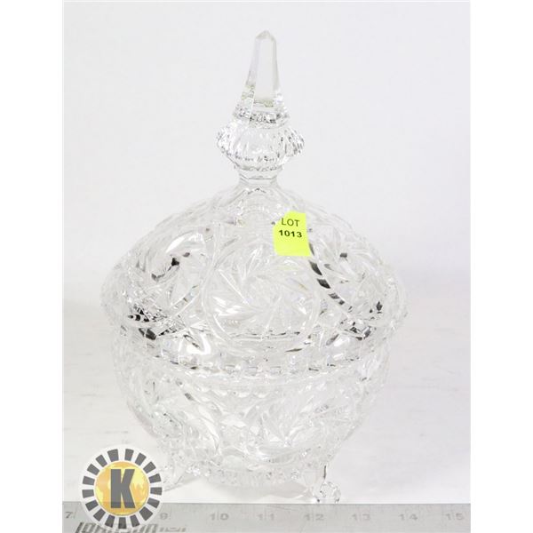 PINWHEEL CRYSTAL FOOTED CANDY DISH