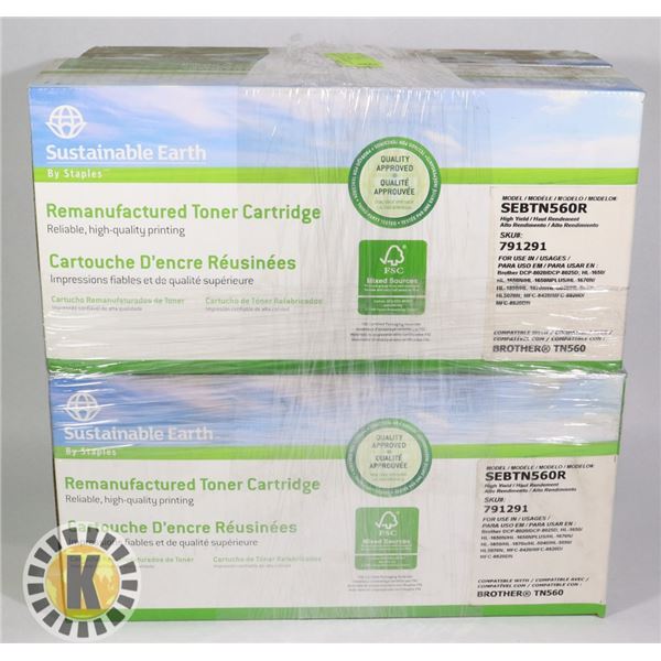 LOT OF 4 SUSTAINABLE EARTH BROTHER TN560 CARTRIDGE