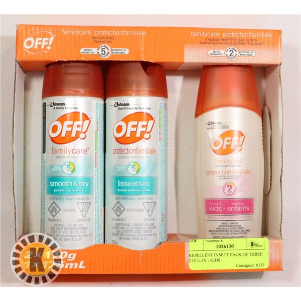 REPELLENT INSECT PACK OF THREE 2 ADULTS 1 KIDS