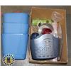 Image 1 : BOX OF SMALL GARBAGE CONTAINERS AND OTHER ITEMS