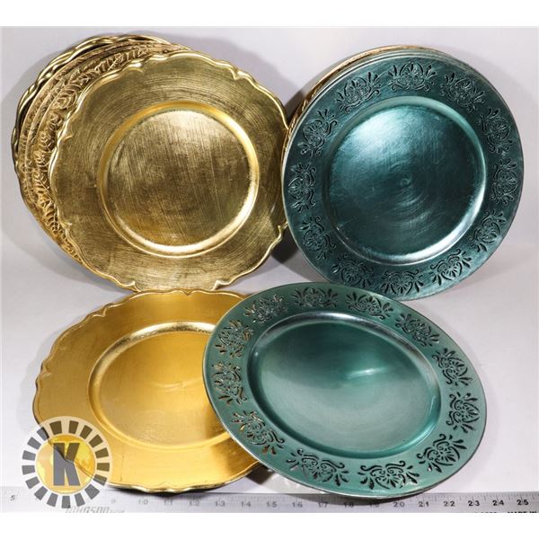 SERVING PLATES BOX BRONZE AND SILVER 13" INCHES