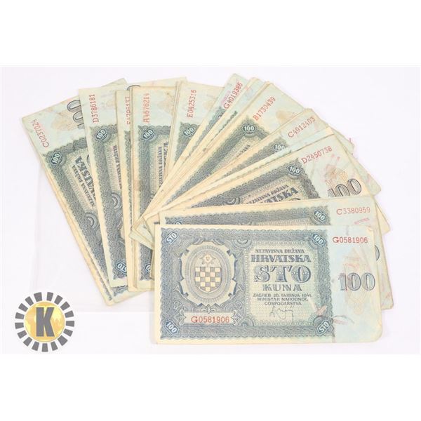 36 100 KUNA BANKNOTES CROATIA