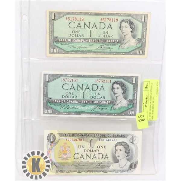 3 1 DOLLAR BANKNOTES CANADA 2 1954 DIFFERENT SIGNA