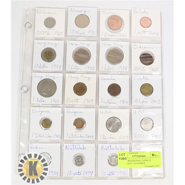 20 INTERNATIONAL COINS 12 DIFFERENT COUNTRIES