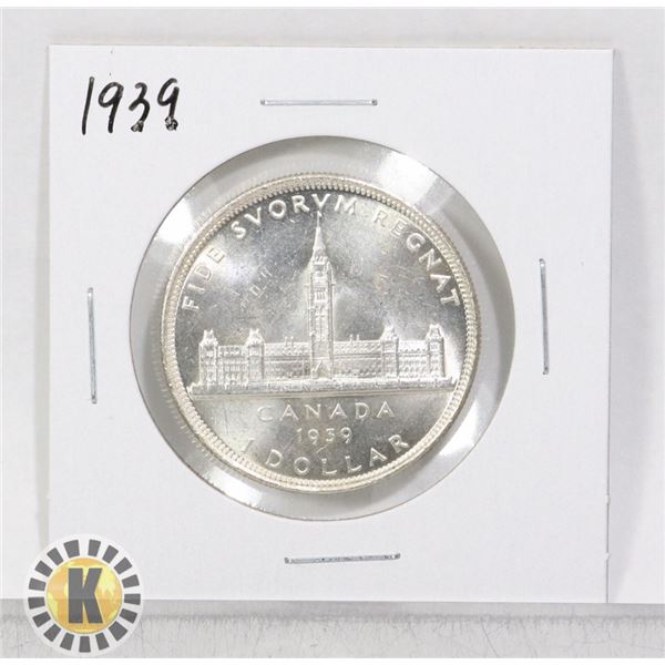 1939 SILVER CANADA $1 DOLLAR COIN, HIGHER GRADE