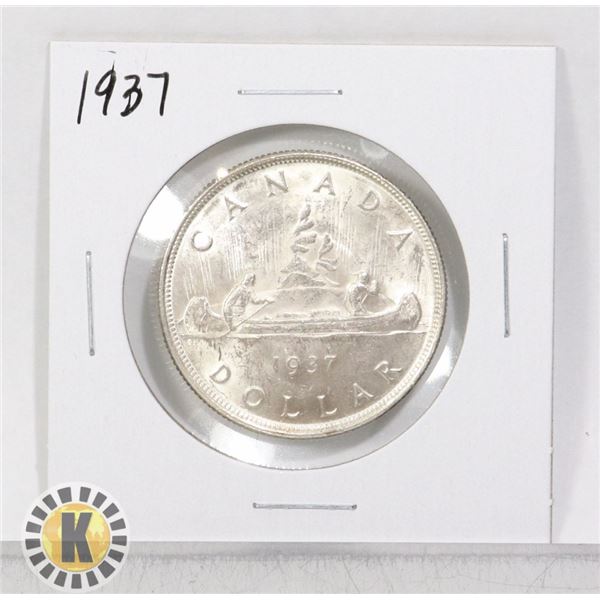 1937 SILVER CANADA $1 DOLLAR COIN, HIGHER GRADE
