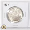 Image 1 : 1937 SILVER CANADA $1 DOLLAR COIN, HIGHER GRADE