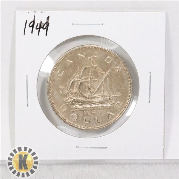 1949 SILVER CANADA $1 DOLLAR COIN, HIGHER GRADE