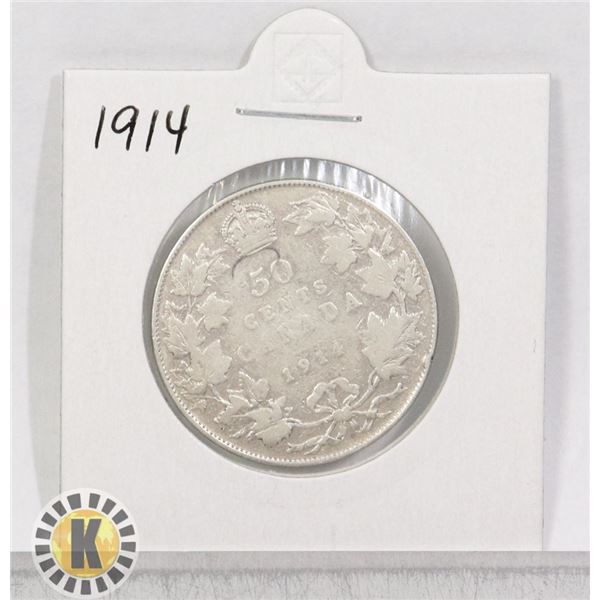 1914 SILVER CANADA 50 CENTS COIN