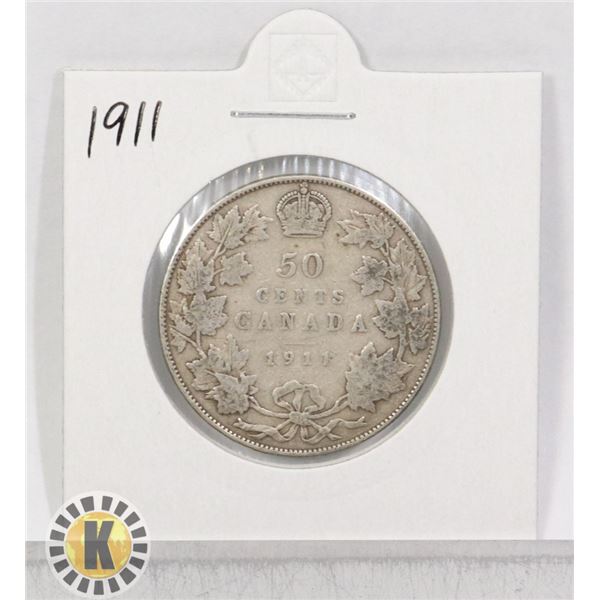 1911 SILVER CANADA 50 CENTS COIN