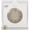 Image 1 : 1911 SILVER CANADA 50 CENTS COIN