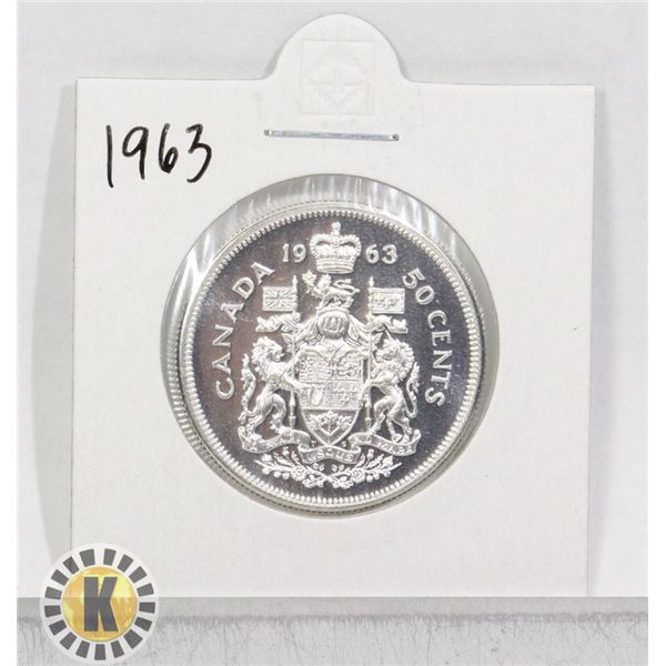 1963 SILVER CANADA 50 CENTS COIN, PROOF-LIKE