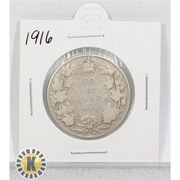 1916 SILVER CANADA 50 CENTS COIN