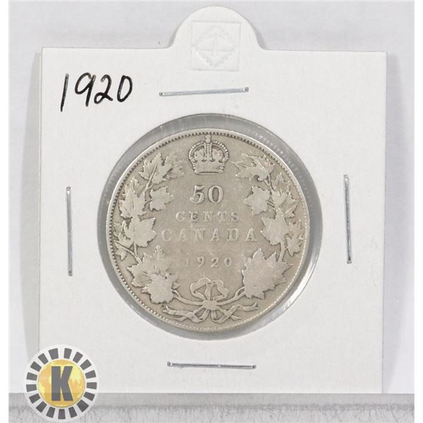 1920 SILVER CANADA 50 CENTS COIN