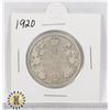 Image 1 : 1920 SILVER CANADA 50 CENTS COIN