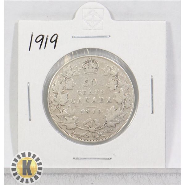1919 SILVER CANADA 50 CENTS COIN