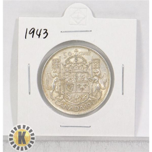 1943 SILVER CANADA 50 CENTS COIN