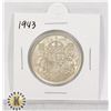 Image 1 : 1943 SILVER CANADA 50 CENTS COIN