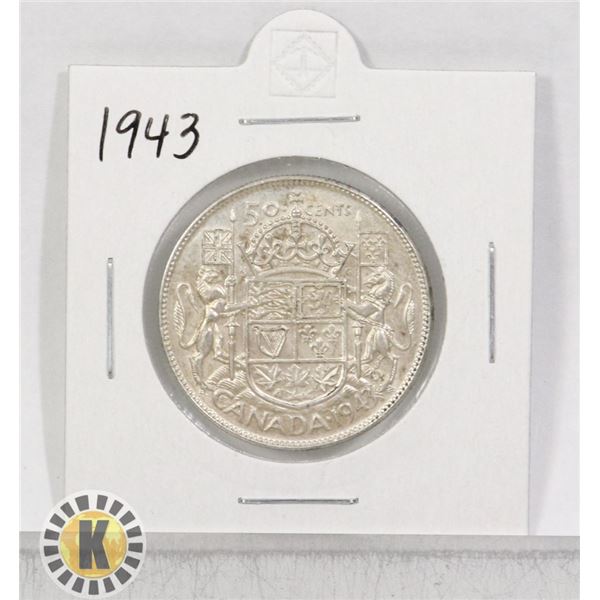 1943 SILVER CANADA 50 CENTS COIN