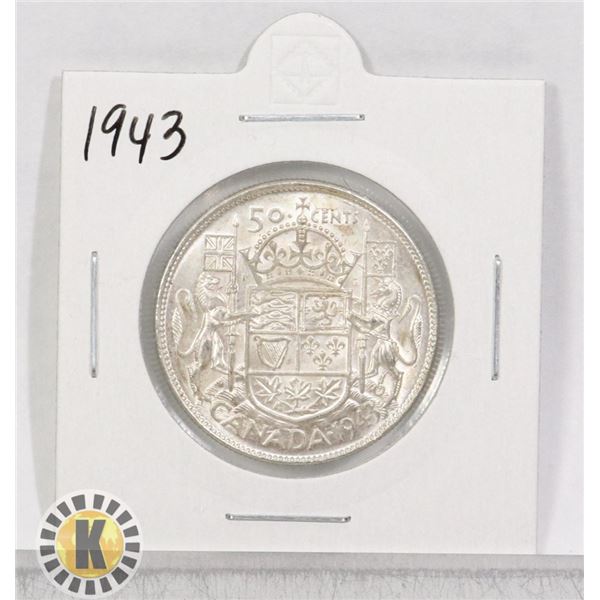 1943 SILVER CANADA 50 CENTS COIN