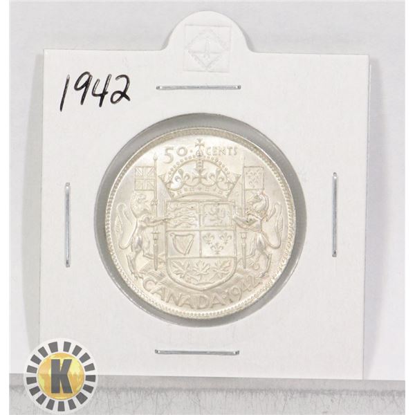 1942 SILVER CANADA 50 CENTS COIN