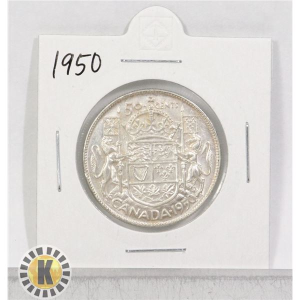1950 SILVER CANADA 50 CENTS COIN