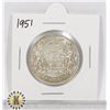 Image 1 : 1951 SILVER CANADA 50 CENTS COIN