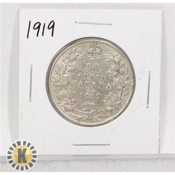 1919 SILVER CANADA 50 CENTS COIN