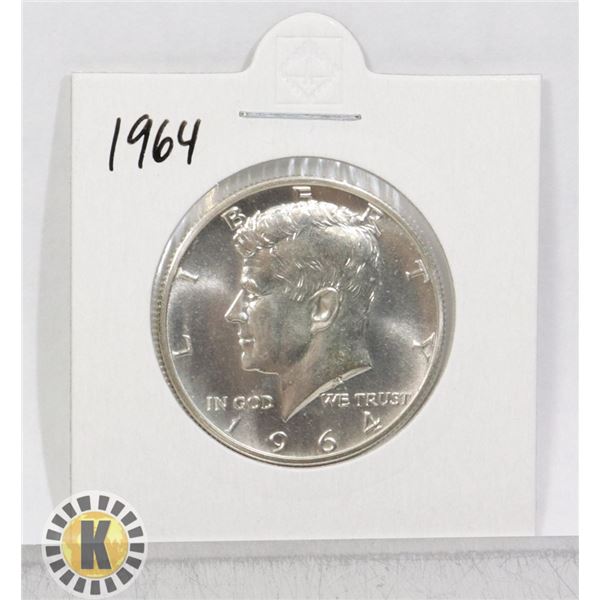 1964 SILVER USA KENNEDY 50 CENTS COIN, BU