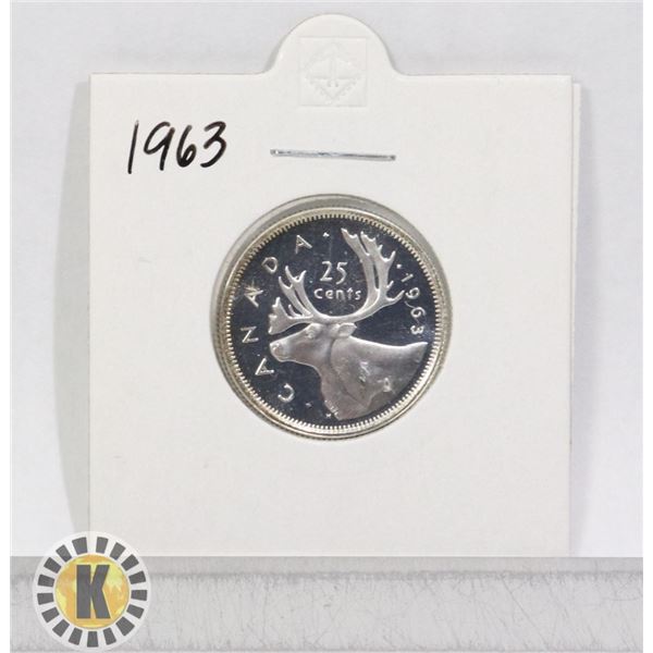 1963 SILVER CANADA 25 CENTS COIN
