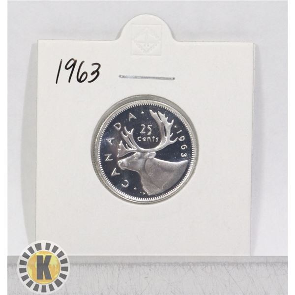 1963 SILVER CANADA 25 CENTS COIN