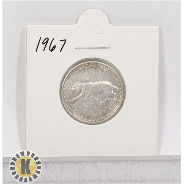 1867-1967 SILVER CANADA 25 CENTS LYNX COIN