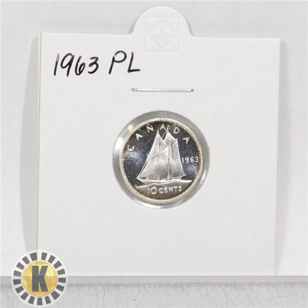 1963 SILVER CANADA 10 CENTS COIN, PROOF-LIKE