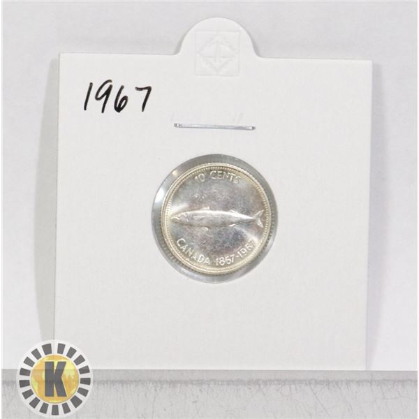 1867-1967 SILVER CANADA CENTENNIAL 10 CENTS COIN
