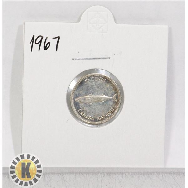 1867-1967 SILVER CANADA CENTENNIAL 10 CENTS COIN
