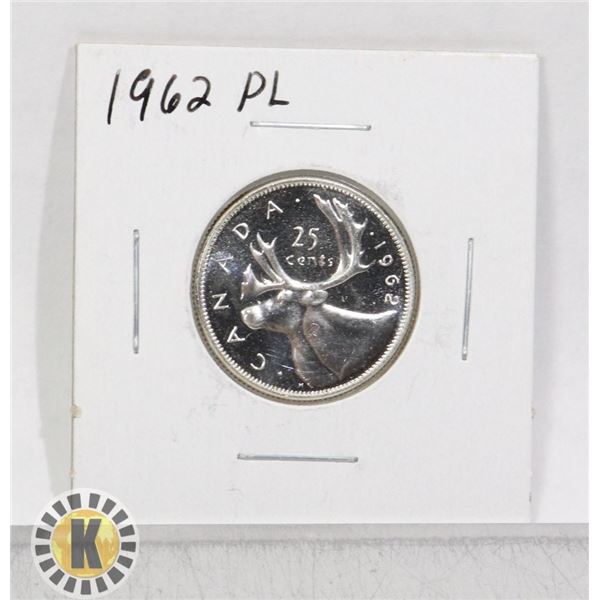 1962 SILVER CANADA 25 CENTS COIN, PROOF-LIKE