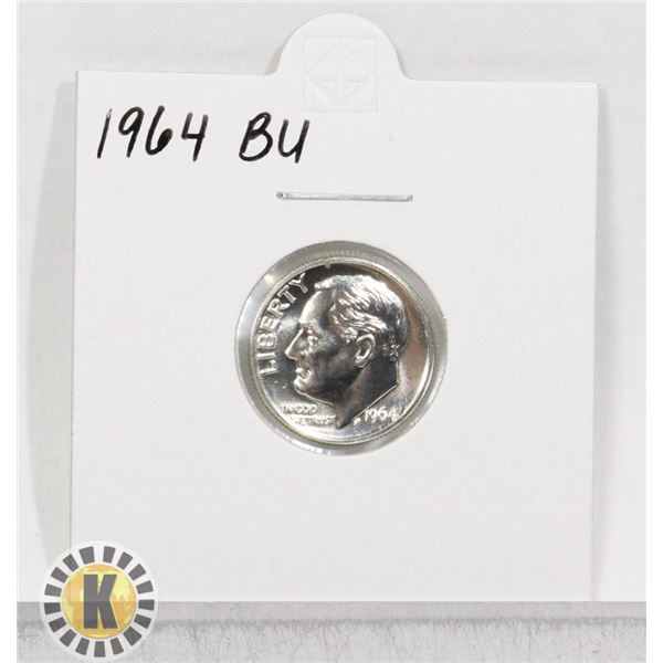 1964 SILVER USA 10 CENTS COIN, BU