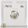 Image 1 : 1963 D SILVER USA 10 CENTS COIN, BU